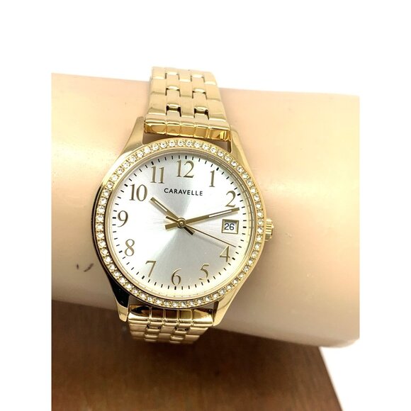 Caravelle By Bulova Women's Watch 44X101 Quartz Silver Dial Gold Steel 32mm - Picture 11 of 14